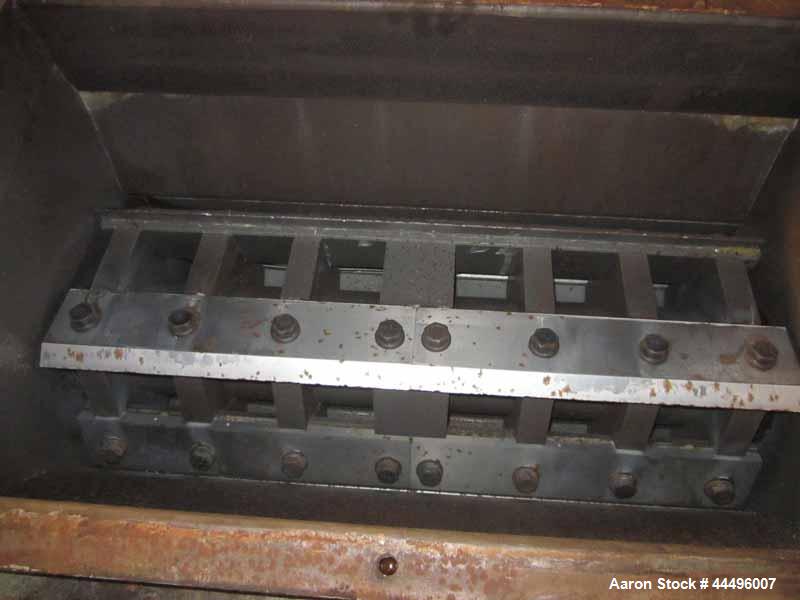 Used; CUMBERLAND MODEL 18 x 37 GRANULATOR, 18" X 37" FEED THROAT, 5 KNIFE STEEP ANGLE STEP ADJUSTABLE ROTOR KNIVES (10 SEGMENTS), 2 BED KNIVES, DESIGNED FOR FILM GRANULATION AND FILM BLOW IN IN-FEED,...