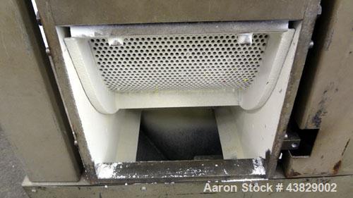 Used Cumberland Granulator, Model 484-3KN. Approximately 16” x 14” feed opening with tilt back pelican hopper. 3 Bolt-on blade open rotor, set up for blower bottom discharge. Driven by a 15 hp, 3/60/...