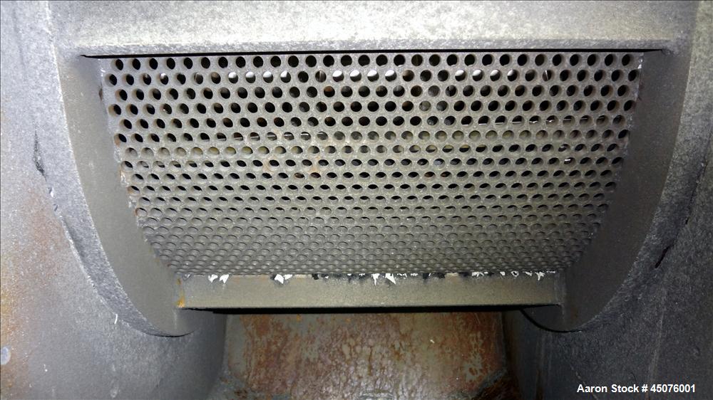 Used Cumberland Granulator, Model 484-3KN. Approximate 16" x 14" feed opening with tilt back pelican hopper. 3 Bolt on blade open rotor, set up for blower bottom discharge. Driven by a 15hp, 3/60/208...