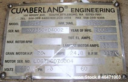 Used Cumberland Low Profile Sheet Granulator