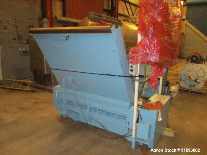 Used Cumberland Model 56T sheet fed granulator, Serial Number 209350-02004.  Granulator includes 3 knife rotor, 45 Deg. inclined infeed hopper, rubber to metal feed rolls, belt driven 10 hp main moto...