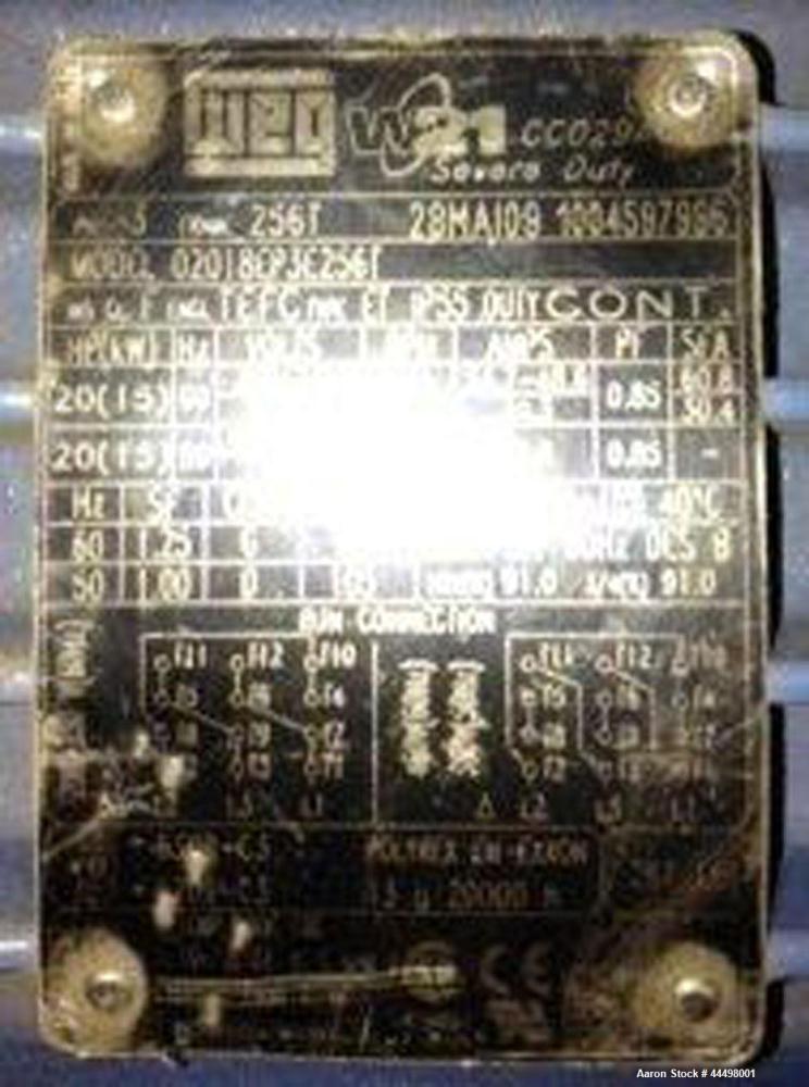 Used Cumberland Granulator, Model 585-3KN.  Approximately 20” x 14” feed opening with tilt back feed hopper. Approximately 12” diameter x 20” wide (3) bolt on blade open rotor.  Bottom discharge with...