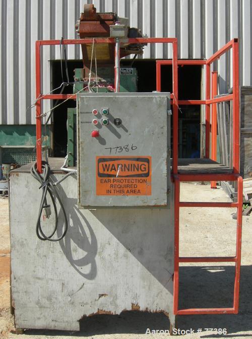 USED: Cumberland grinder, model 7X10. 7" diameter x 10" wide 2 bladeopen rotor. Pelican style feed hopper with power roller feed, drivenby a 1/2 hp DC motor. Bottom discharge, approx 1/4" diameter sc...