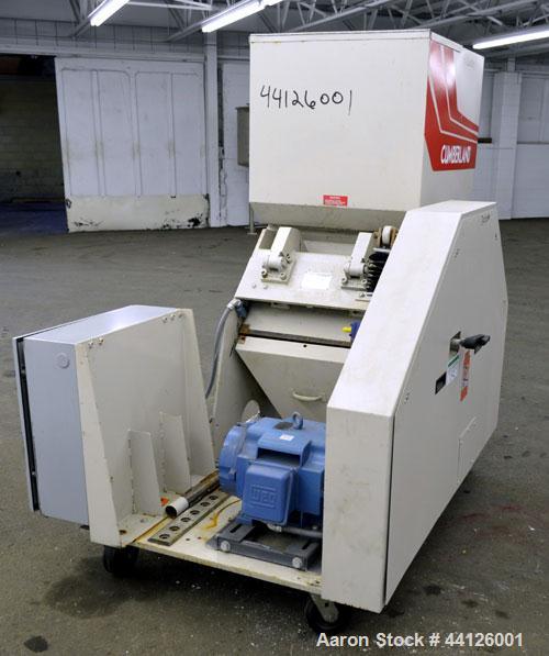 Used Cumberland Grinder, Model G1624, Carbon Steel. Approximately 16” x 24” feed opening with a manual tilt back pelican style feed hopper. 3 Bolt-on blade open rotor, (2) bed knives. Approximately 1...