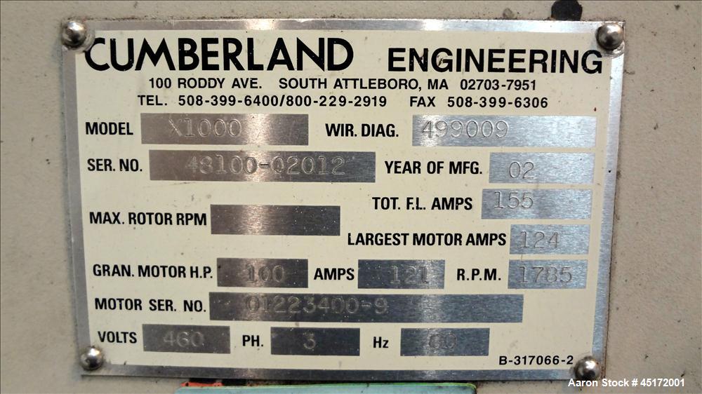 Used Cumberland Granulator, Model X1000
