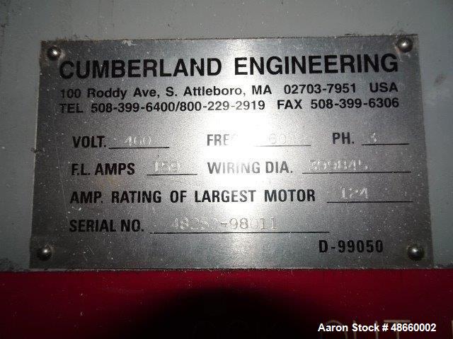 Used Cumberland Granulator, Model X1400, Carbon Steel.