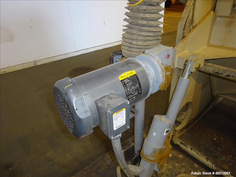 Used Cumberland X-Series  Granulator,  Model X1400. Approximate 24" x 56" feed throat with a tilting feed hopper. 5 Knife twin shear / high shear rotor, 2 bed knife, belt driven by a 150 hp 3/60/460 ...
