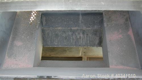 Used Cumberland grinder. Approximately 10" diameter x 24" wide 3 bolt-on blade open rotor. 13" x 19" top feed hopper, bottom discharge with screen. Driven by a 30 hp, 3/60/230/460 volt, 1760 rpm XP m...