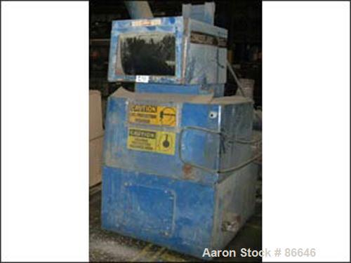 USED: Cumberland granulator, 12" x 20" feed opening, with 6" diameter side feed, 3 knife open rotor, with approximate 20 hp drive, with Sterling 5 hp blower, 460 volt.