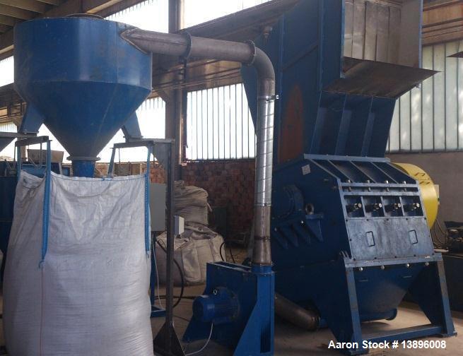 Used Desislava 800/1200 Granulator.  Capacity 5511 lbs/h (2,500 kg/h).  Rotor diameter 31.5" (800 mm), length 47.2" (1200 mm).  Equipped with (4) static knives and (10) rotor knives.  Driven by a 100...