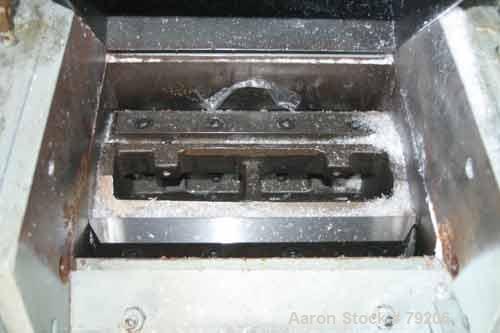 USED: Foremost grinder, model 3E1. 12" wide, 4 bolt-on blade openrotor. 2 bed knives, pelican feed hopper, approx 1/8" diameter screenholes, set up for bottom blower discharge with 5 hp, 3505 rpm,3/6...