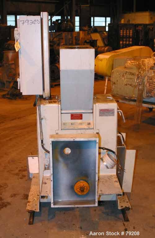Used Foremost Grinder, Model 3E1. 12" wide 4 bolt-on blade open rotor, 2 bed knives, pelican feed, approximate 1/8" diameter screen holes, set up for bottom blower discharge. Requires an approximate ...