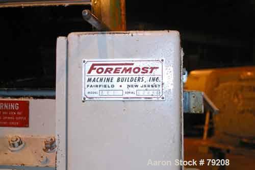 Used Foremost Grinder, Model 3E1. 12" wide 4 bolt-on blade open rotor, 2 bed knives, pelican feed, approximate 1/8" diameter screen holes, set up for bottom blower discharge. Requires an approximate ...