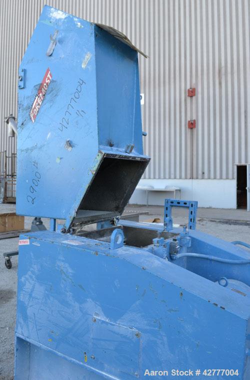 Used Foremost Granulator, Model HD5. Approximate 20" long 2 bolt on blade open rotor. Tilt back pelican feed hopper. Driven by a 30 hp, 3/60/230/460 volt, 1765 rpm motor. Includes a bottom collection...