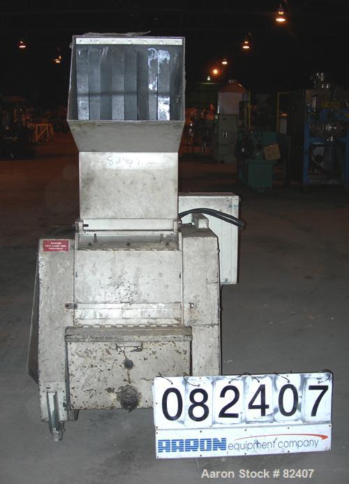 USED: Foremost grinder, model SHD6, approximately 12" diameter x 18" wide 2 bolt-on blade open rotor, (2) bed knives. Tilt forward pelican style feed hopper, bottom discharge drawer. Approximately 3/...