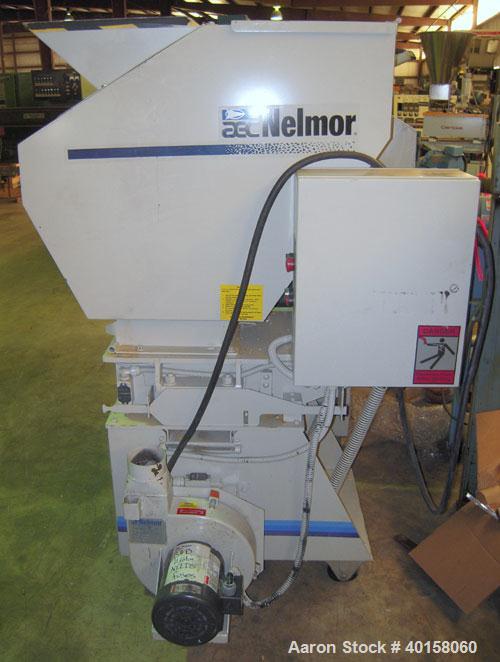 Used Nelmore Granulator, model G1012FX. 10" X 12" feed throat with standard tray feed hopper. Includes 7.5 hp belt driven motor, operator control panel, blower discharge, cyclone and cyclone base for...