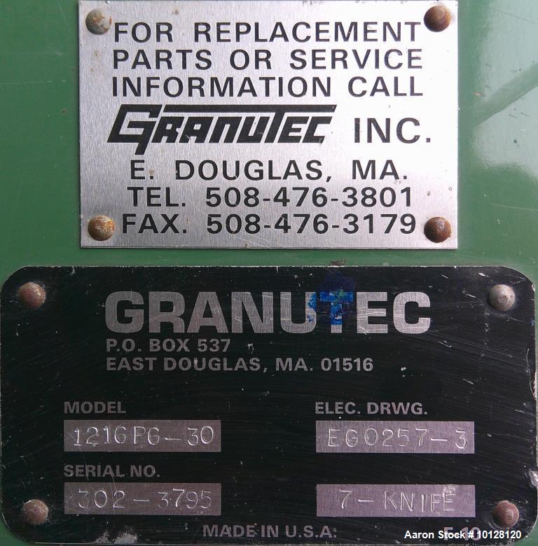 Used Granutec 1216PG-30 Plastic Granulator | 30 HP Industrial Plastic Grinder