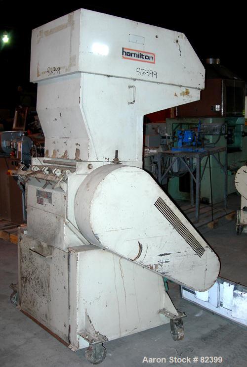 USED: Hamilton/Tria grinder, model 60-35TD. Approximately 12" diameter x 24" wide 6 bolt-on staggered blades. Open rotor, (2...