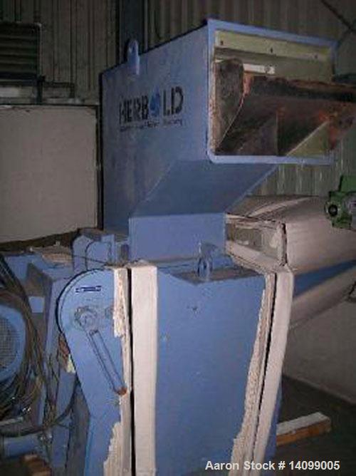Used Neue Herbold LP 450/300 F9  Granulator suitable for profiles.  49.3 hp/37 kW, 50 hz, (9) rotor knives, (2) stator knives, rotor diameter 17.7" (450 mm), rotor width 23.2" (590 mm), feed opening ...