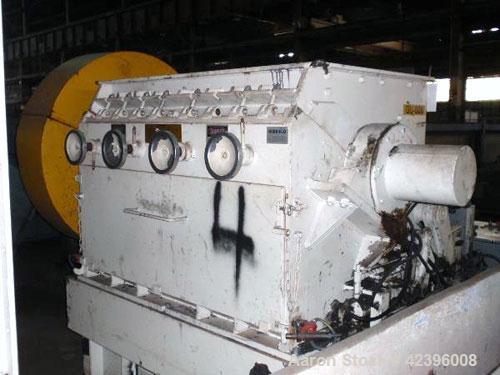 Used Herbold Granulator, Type SM-800/1600 H7-3. 61.41" x 37" Feed opening with hopper. (7) Blade open rotor, approximately 800mm diameter x 1600mm wide. Driven by a 160kW, 3/60/460 volt motor. Serial...