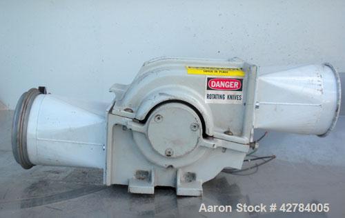 Used Kongskilde Inline Granulator, Model KG 3000 F6, Carbon Steel/Aluminum. Approximate 5’’ diameter x 8’’ wide open rotor with (6) 6-3/4’’ wide bolt on blades, (1) bed knife, approximately 3/8’’ dia...
