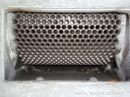Used Kongskilde Inline Granulator, Model KG 3000 F6, Carbon Steel/Aluminum. Approximate 5’’ diameter x 8’’ wide open rotor with (6) 6-3/4’’ wide bolt on blades, (1) bed knife, approximately 3/8’’ dia...