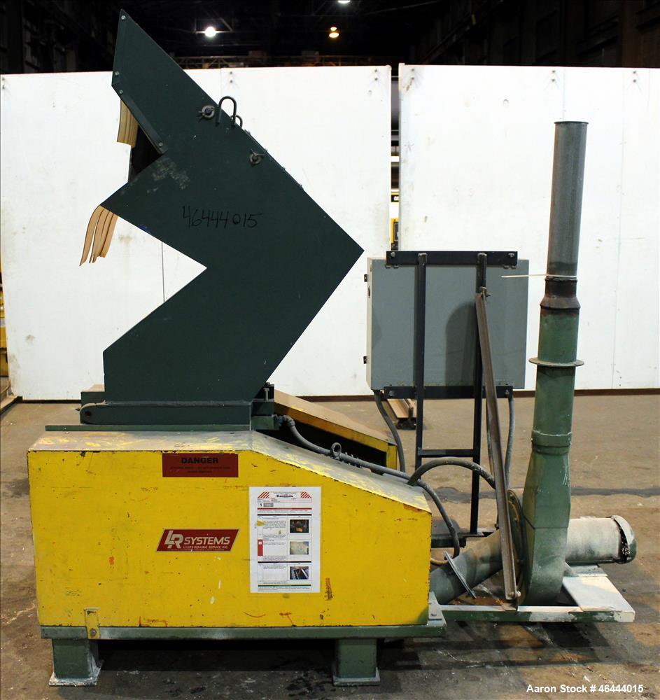 Used L-R Systems Granulator, Carbon Steel. Approximate 20" x 17" feed opening with a tilt pelican style feed hopper. (2) Bolt on blade open rotor. Driven by a 25hp, 3/60/208-230/460 volt, 1760 rpm mo...