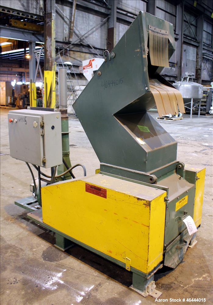 Used L-R Systems Granulator, Carbon Steel. Approximate 20" x 17" feed opening with a tilt pelican style feed hopper. (2) Bolt on blade open rotor. Driven by a 25hp, 3/60/208-230/460 volt, 1760 rpm mo...