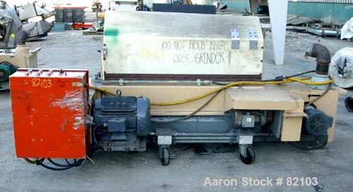 USED: MPG Under the Press Granulator, model U55. 6" x 55" long feed with a tilting hopper, (2) feed rollers driven by a 1 hp motor. Approx 55" wide closed rotor driven by a 20 hp, 3/60/230/460 volt, ...