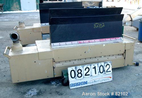 USED: MPG Under the Press Granulator, model UP755. 6" x 55" long feed with a tilting hopper, (2) feed rollers driven by a 1 hp motor. Approximate 55" wide closed rotor driven by a 20 hp, 3/60/230/460...