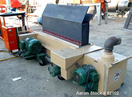USED: MPG Under the Press Granulator, model UP755. 6" x 55" long feed with a tilting hopper, (2) feed rollers driven by a 1 hp motor. Approximate 55" wide closed rotor driven by a 20 hp, 3/60/230/460...