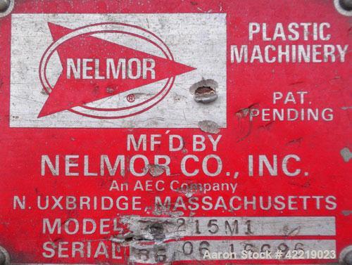 Used Nelmore Granulator, Model 1215M1. Approximately 12" diameter x 15" wide 3 bolt-on blade open rotor. Tilt back pelican style feed hopper, set up for bottom discharge, missing drawer. Approximatel...