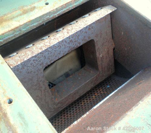 Used Nelmore Granulator, Model G1012M1. Approximately 10" diameter x 12" wide 2 bolt-on blade open rotor. Tilt back pelican style feed hopper, bottom discharge with drawer. Approximately 1/4" diamete...