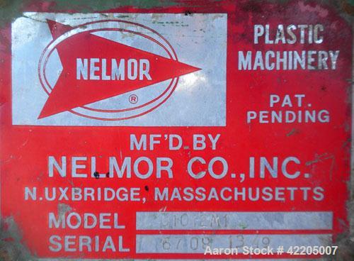 Used Nelmore Granulator, Model G1012M1. Approximately 10" diameter x 12" wide 2 bolt-on blade open rotor. Tilt back pelican style feed hopper, bottom discharge with drawer. Approximately 1/4" diamete...