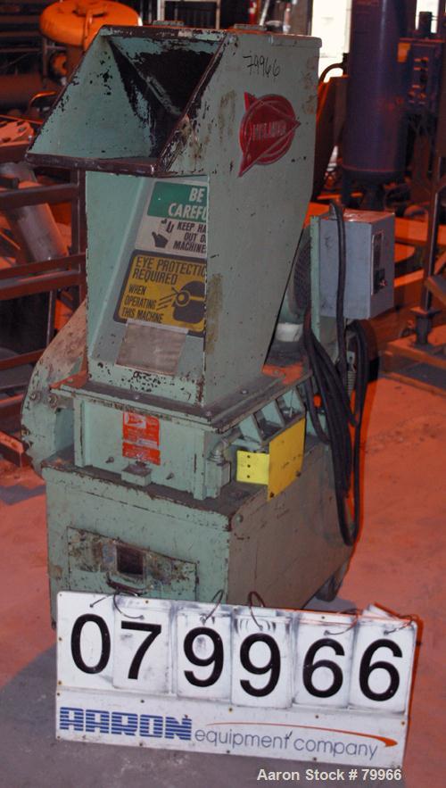 USED: Nelmor granulator, model G10121M1. 3 bolt-on blade closedrotor, 2 bed knives, pelican style feed with a 12" wide x 10" tallfeed opening, 1/4" screen holes, pull out discharge drawer, drivenby a...