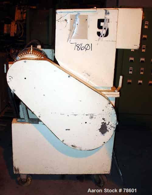 USED:Nelmor grinder, model G1215MI, 2 bolt-on knives, open rotor,approx 1/4" screen holes, pelican style feed, bottom discharge,driven by a 15 hp, 3/60/230/460 volt, 1755 rpm motor. Mounted oncasters...