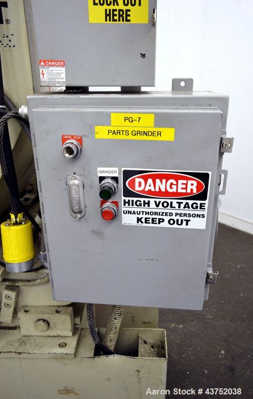 Used Nelmore Granulator, Model G1215P1. Approximately 12" diameter x 15" wide 3 bolt-on blade closed rotor. Tilt back pelican style feed hopper, set up for bottom discharge with drawer. Approximately...