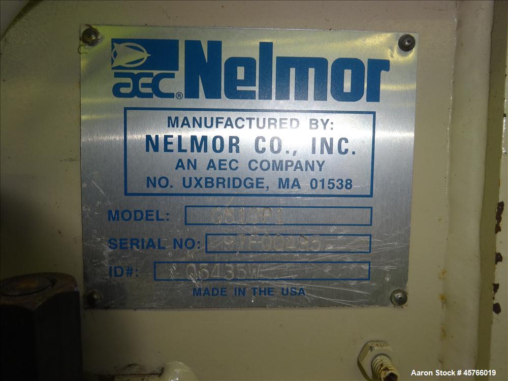 Used AEC Nelmor Grinder, Model G810P1. Tilt back hopper, open rotor with 3 bolt on blades, 9-1/2" long driven by a 7.5 hp, 3/60/208-230/460 volt, 1745 rpm motor. Screen has 5/16" diameter holes. Bott...