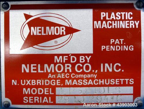 Used Nelmore Granulator, Model LP-810LS. Approximately 8” X 10” feed throat, 3 bolt-on blade closed rotor. Bolt- on pelican style feed hopper. Driven by a 3 hp, 3/60/230/460 volt, 1750 rpm gear motor...