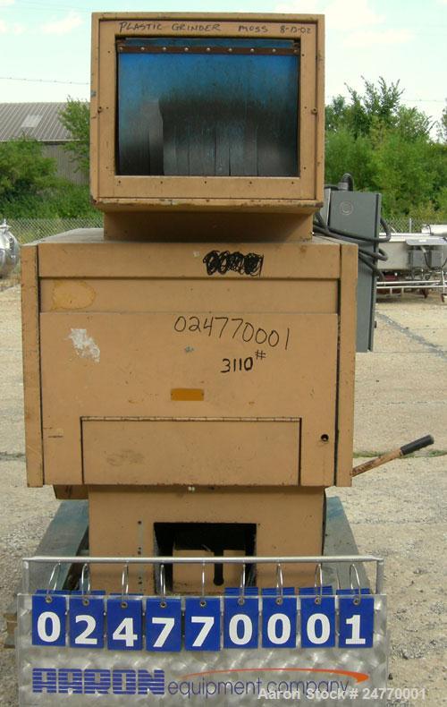 Used Nelmore Granulator, Model RG1220M1. Approximately 12" diameter x 20" wide 3 bolt-on blade closed rotor, (2) bed knives. Manual hydraulic tilt back pelican style feed hopper, bottom discharge, no...
