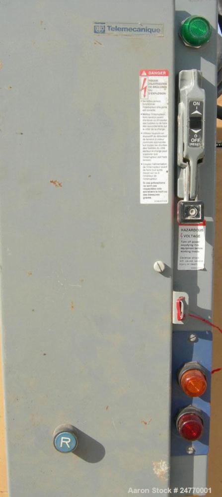 Used Nelmore Granulator, Model RG1220M1. Approximately 12" diameter x 20" wide 3 bolt-on blade closed rotor, (2) bed knives. Manual hydraulic tilt back pelican style feed hopper, bottom discharge, no...