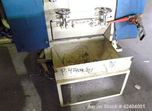 Used Chi Chang Machinery Granulator, Model CC/SC-30. Segmented helical type closed rotor with 3 rows of 3 bolt on blades. 19" x 24-3/4" top feed opening with a tilt back pelican type feed hopper. Dri...