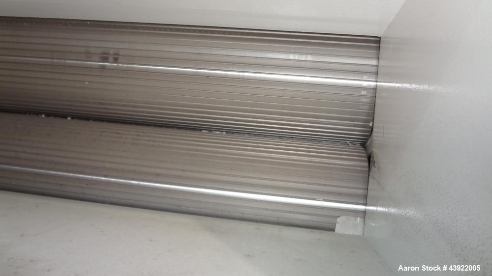 Used OMV (TRIA) Granulator, Built 2004. Model TR900. Approximate 12" diameter x 38" wide two roll feed. Driven by a 1.1 KW Drive. Rolls are grooved. Grinder has (4) knives, with open style rotor. Eac...