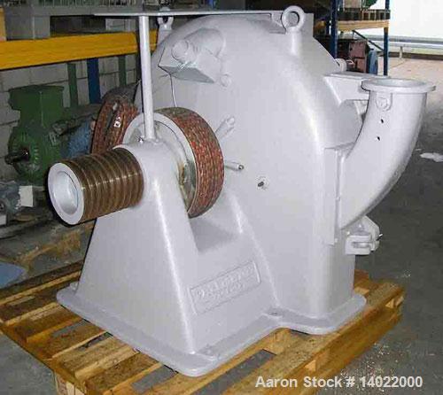 Used Pallmann Pulverizer, Type PP8, carbon steel. Rotor 31.2" (800 mm) diameter with double cone impeller for pulverizing of plastics. Includes (2) drive motors 112.5 hp/75 kW-380 volt/50 cycle/3 ph ...
