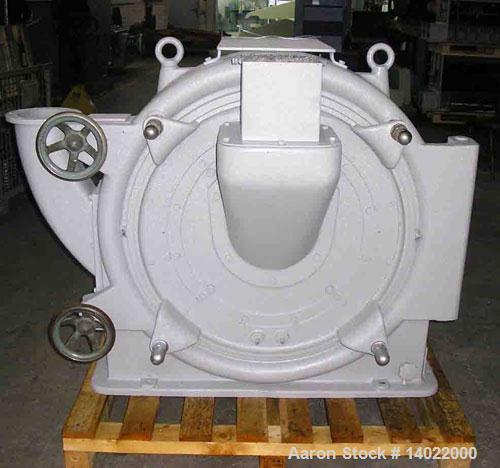 Used Pallmann Pulverizer, Type PP8, carbon steel. Rotor 31.2" (800 mm) diameter with double cone impeller for pulverizing of plastics. Includes (2) drive motors 112.5 hp/75 kW-380 volt/50 cycle/3 ph ...