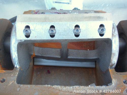 Used Precision Airconvey Inline Granulator, Model 78 FP, Carbon Steel. Approximate 5 diameter x 8 wide open rotor with (2) 6-3/4 wide bolt on blades, (1) bed knife, no bottom screen. 7 x 4 Feed and d...