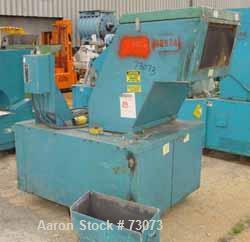 Used Rapid Granulator, Model 1224KU. 12" Diameter x 24" wide 3 bolt on slanted blade open rotor, 2 bed knives. Pelican style feed hopper, bottom discharge drawer. Approximate 1/4" diameter screen hol...