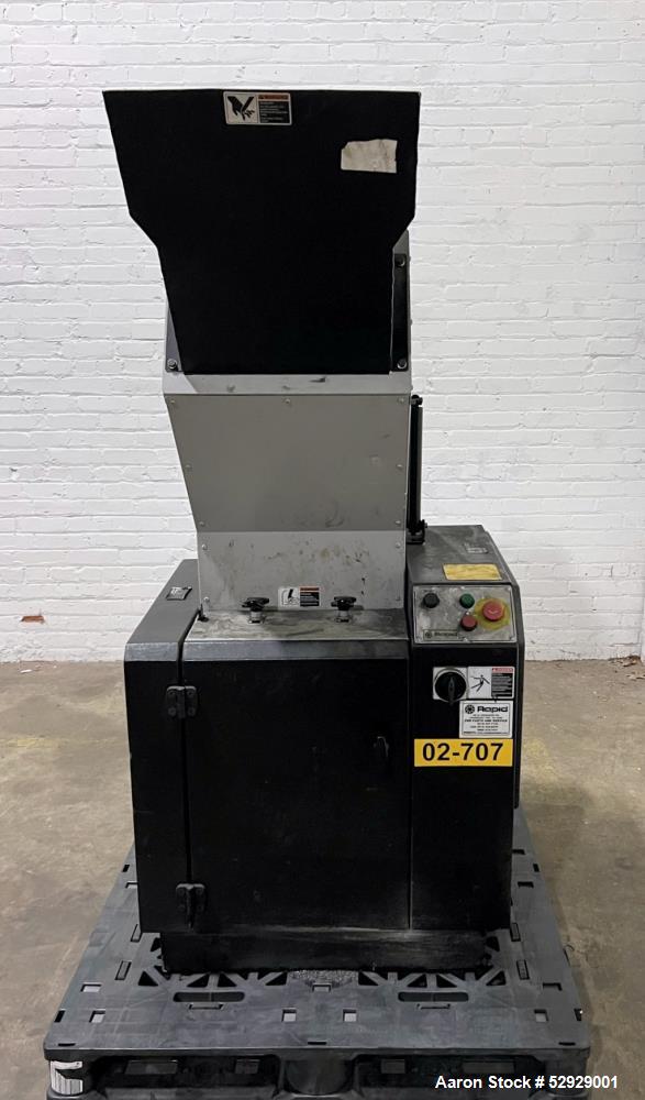 Used Rapid 200 Series Granulator, Model 200-36. Throughput capacity up to 100 kg/hr. 200mm Rotor diameter. Super-Tangential cutter house, opening 360mm (14.17") x 270mm (10.63"). Staggered configurat...