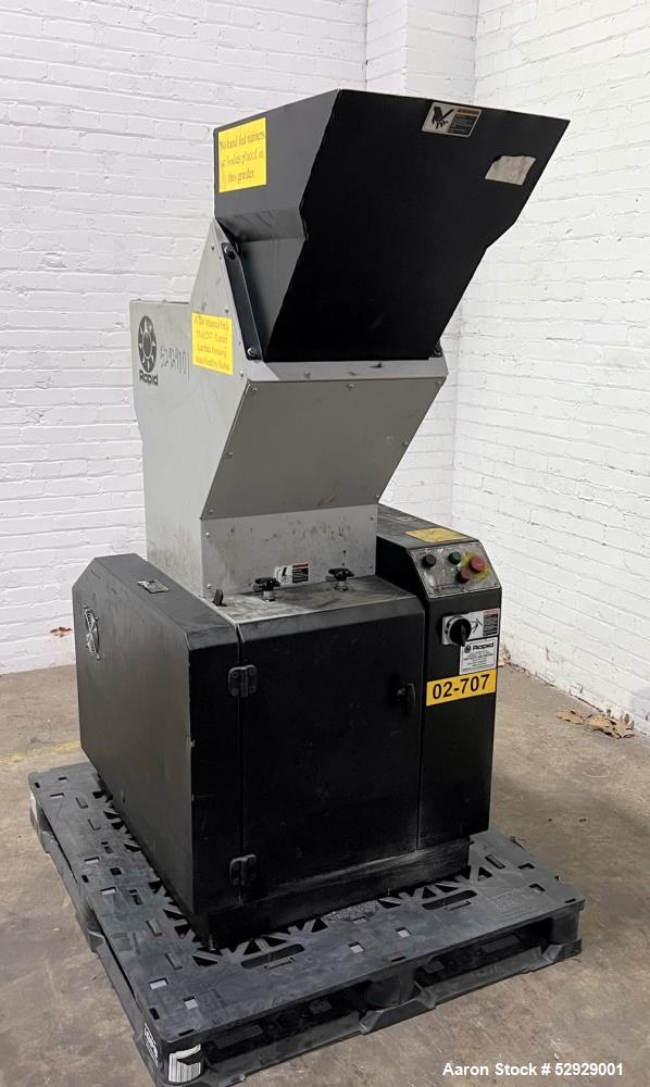 Used Rapid 200 Series Granulator, Model 200-36. Throughput capacity up to 100 kg/hr. 200mm Rotor diameter. Super-Tangential cutter house, opening 360mm (14.17") x 270mm (10.63"). Staggered configurat...