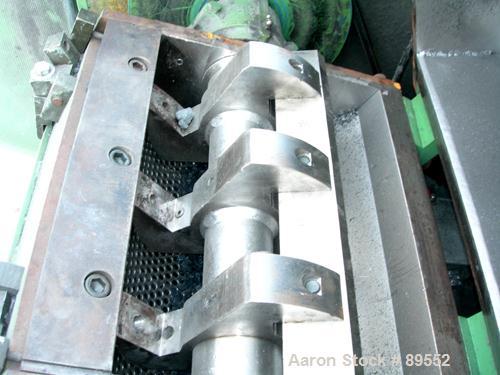 USED: Rapid granulator, model 2645-K. Approximate 8" diameter x 17" wide 3 bolt-on blade open rotor. Tilt back pelican style feed hopper, bottom discharge with drawer. Approximate 1/4" diameter scree...